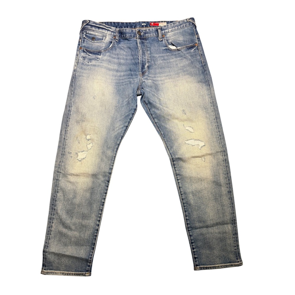 G-Star Raw Tapered Japanese Selvedge Denim Jeans Light Wash Distressed 37
